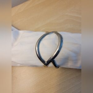 Silver Cuff Bracelet Geometric Design